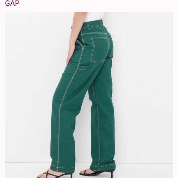 Gap High Rise '90s Loose Carpenter Pants June Bug Green 2 NWT IN‎ PKG - Picture 3 of 6